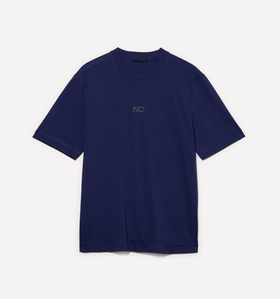 Dark blue t-shirt with print - men's short sleeve t-shirts - Blue | Sisley image number 5